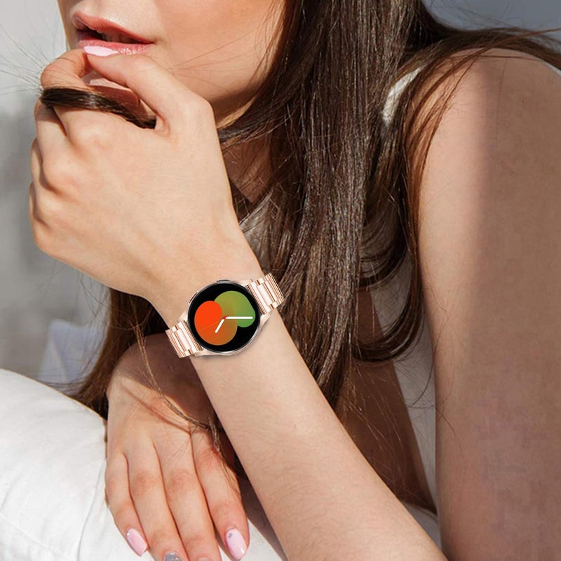 DEALELE Bands Compatible with Samsung Galaxy Watch 7 / FE / 6/6 Classic / 5/5 Pro / 4/4 Classic/Galaxy 3 41mm, 20mm Stainless Steel Metal Replacement Strap for Women Men (Rose gold) - Image 4